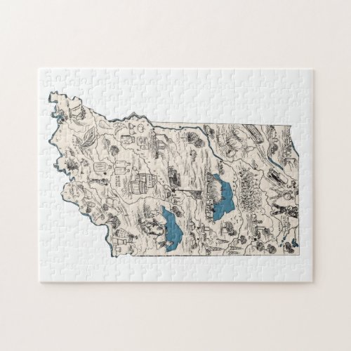 Indiana Shaped Hoosier Vintage Picture Map Jigsaw Puzzle