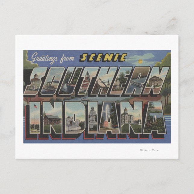 Indiana (Southern) - Large Letter Scenes Postcard (Front)