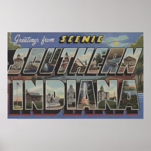 Indiana Southern _ Large Letter Scenes Poster