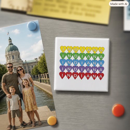 Indiana Souvenir Colorful Hearts Magnet