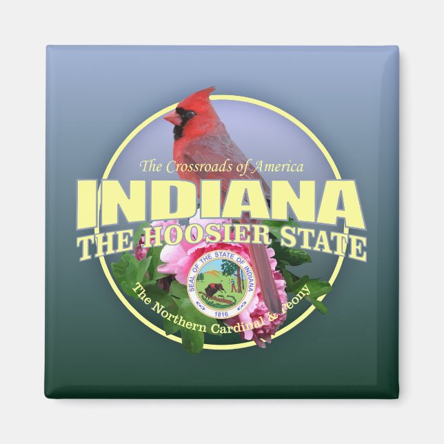 Indiana State Bird & Flower Magnet (Front)