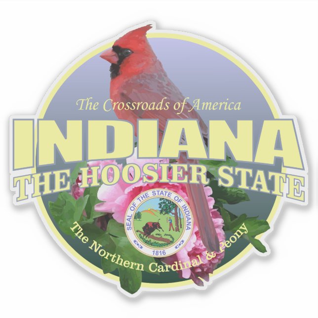 Indiana State Bird & Flower Sticker (Front)