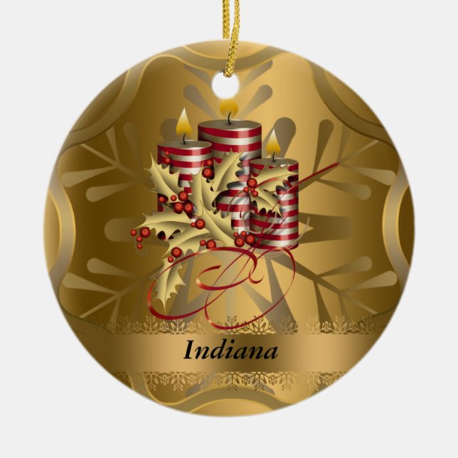 Indiana State Christmas Ornament (Front)