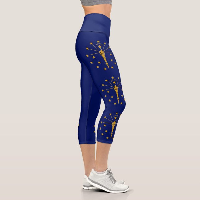 Indiana State Flag Capri Leggings (Right)