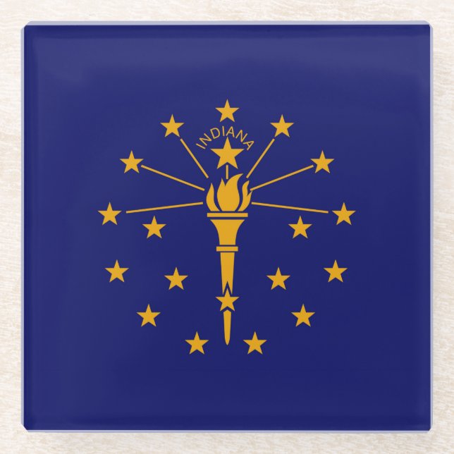 Indiana State Flag Design Decor Glass Coaster (Front)