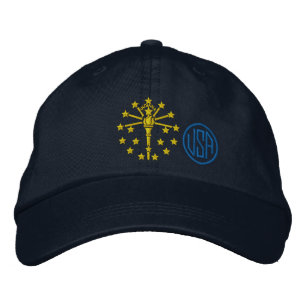 Indiana State Flag Design Embroidered Baseball Hat