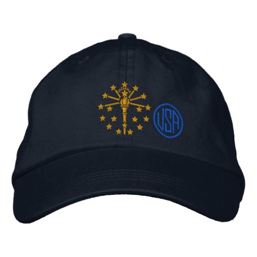 Indiana State Flag Design Embroidered Baseball Hat