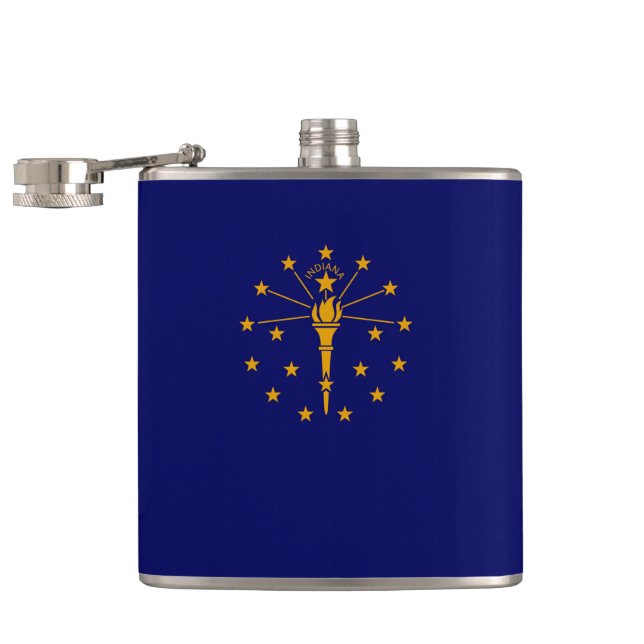 Indiana State Flag Design Flask (Opened)