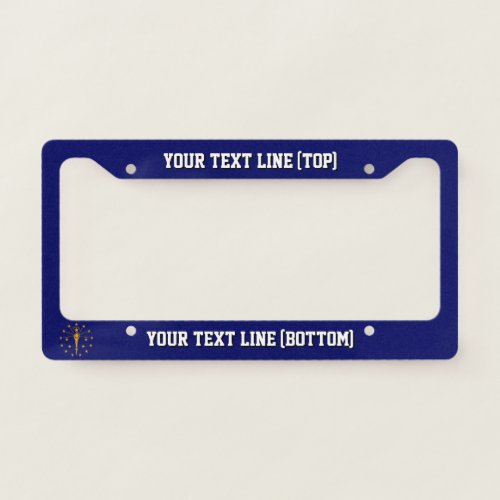Indiana State Flag Design on a Personalized License Plate Frame