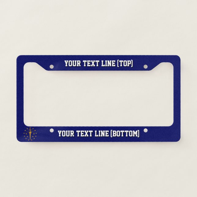 Indiana State Flag Design on a Personalized License Plate Frame (Front)
