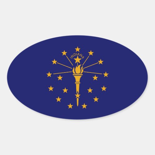 Indiana State Flag Design Oval Sticker