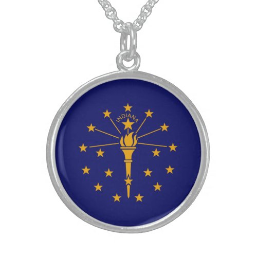 Indiana State Flag Design Sterling Silver Necklace
