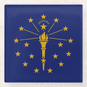 Indiana State Flag Glass Coaster