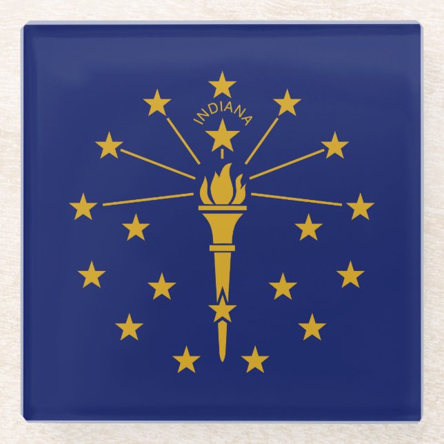 Indiana State Flag Glass Coaster (Front)