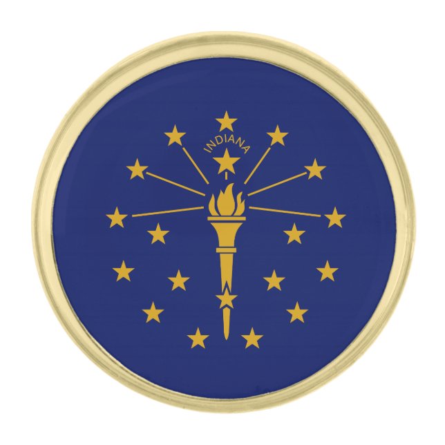 Indiana State Flag Gold Finish Lapel Pin (Front)