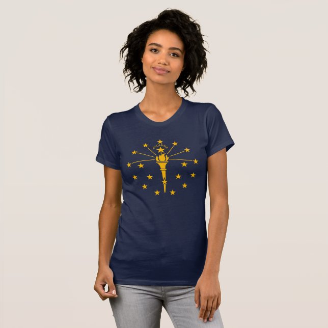 Indiana State Flag Gold Torch & Stars Women's T-Shirt (Front Full)