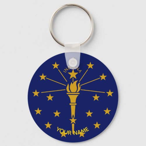 Indiana State Flag Keychain ID Tag YOUR NAME