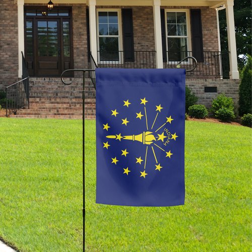 Indiana State Flag of Blue & Gold Torch & Stars Garden Flag