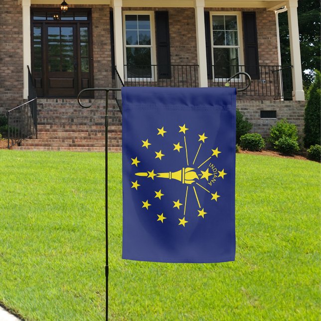 Indiana State Flag of Blue & Gold Torch & Stars (ndiana State Garden Flag)