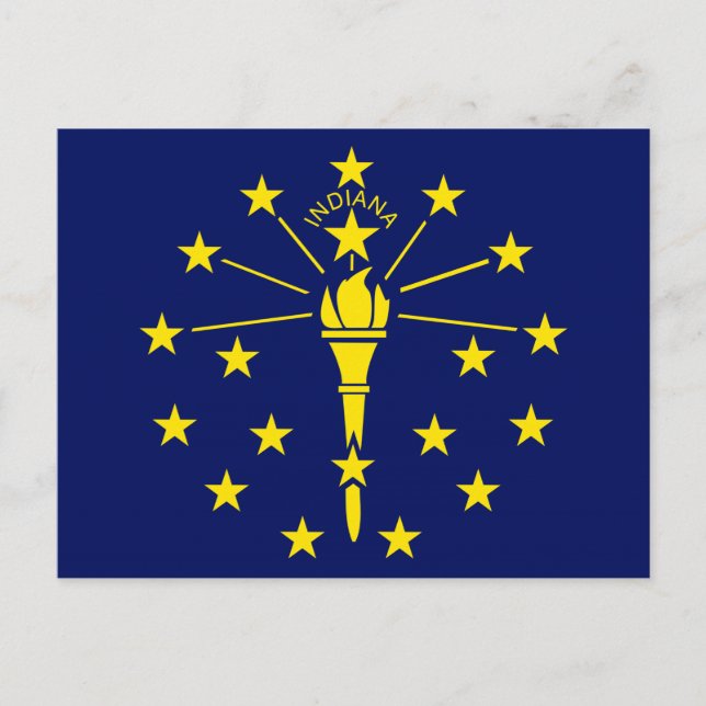 Indiana State Flag of Blue & Gold Torch & Stars Postcard (Front)