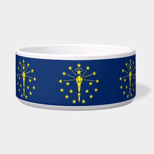 Indiana State Flag Pet Bowl (Front)
