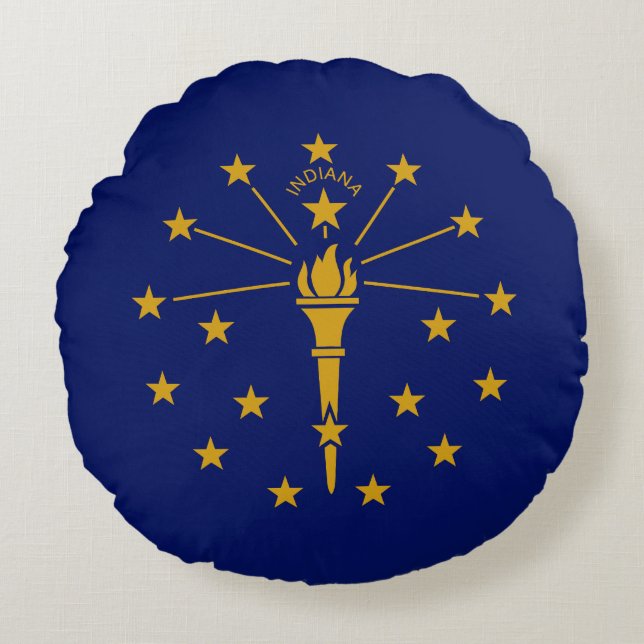Indiana State Flag Round Pillow (Front)
