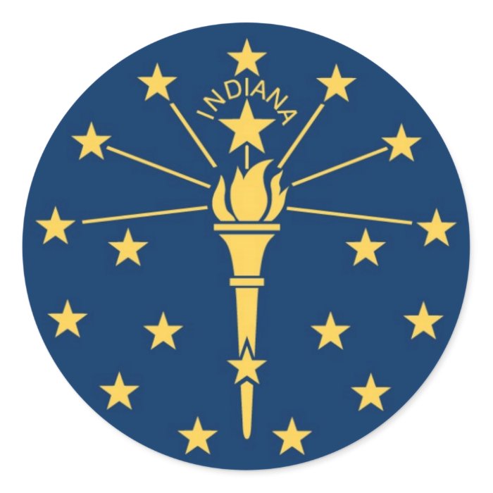 Indiana State Flag Round Sticker