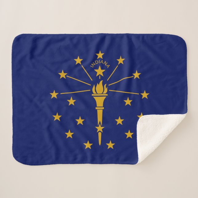Indiana State Flag Sherpa Blanket (Front (Horizontal))