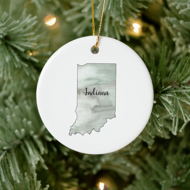 Indiana State Illustration Ceramic Ornament (Tree)
