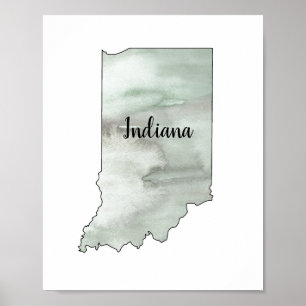 Indiana State Illustration Poster