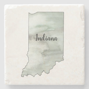 Indiana State Illustration Stone Coaster