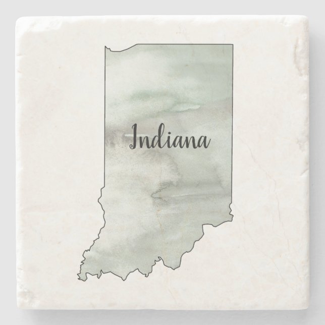 Indiana State Illustration Stone Coaster (Front)