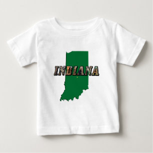 Indiana State Map Green Outline & Photo Text Baby T-Shirt