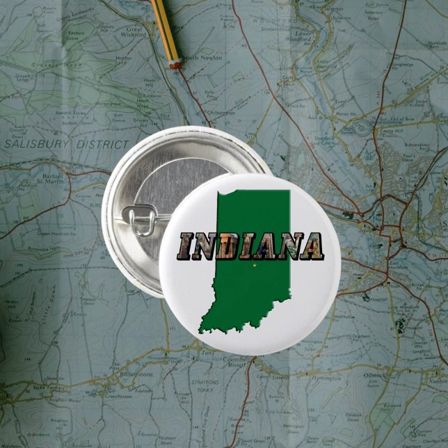 Indiana State Map Green Outline & Photo Text Button (Creator Uploaded)