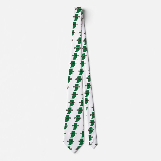 Indiana State Map Green Outline & Photo Text Neck Tie (Front)