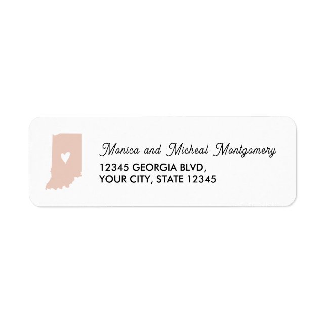 INDIANA State Map with Heart - ANY COLOR!   Label (Front)