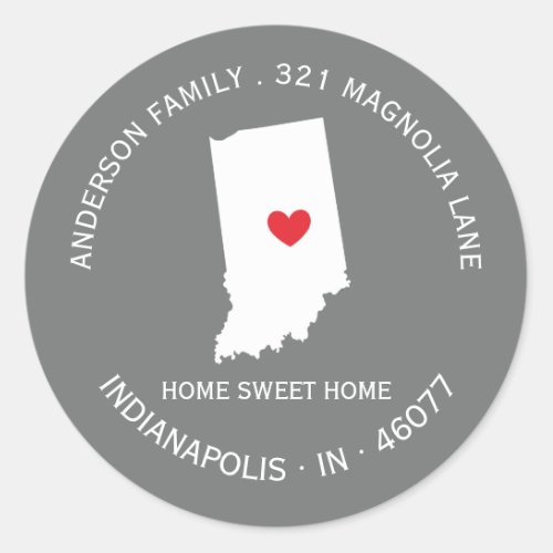 INDIANA State  New Home Address Label Sticker