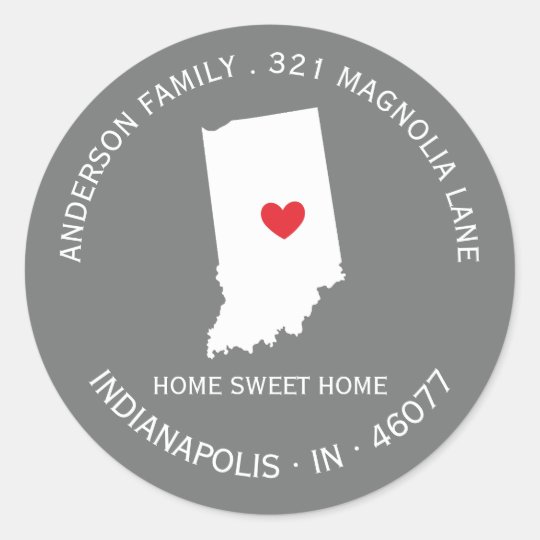 INDIANA State New Home Address Label Sticker