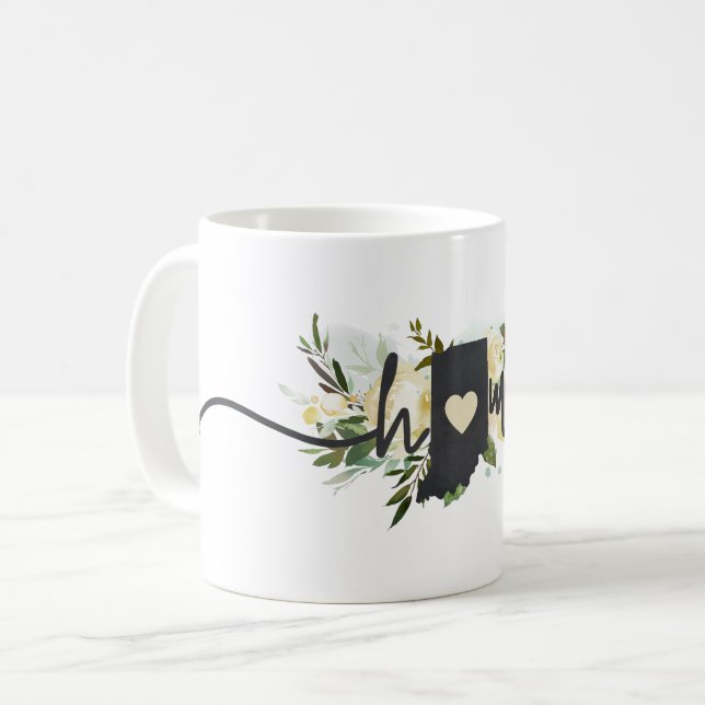Indiana State Personalized Your Home City Rustic Coffee Mug (Front Left)