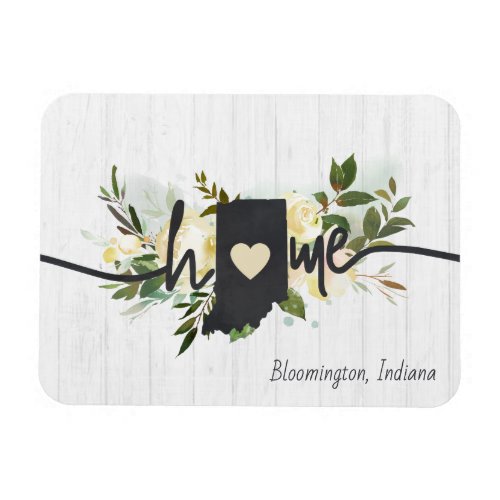 Indiana State Personalized Your Home City Rustic Magnet