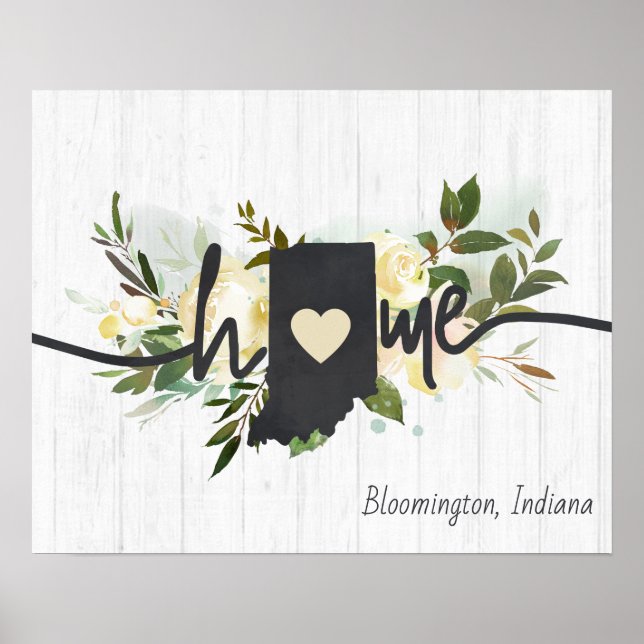 Indiana State Personalized Your Home City Rustic Poster (Front)