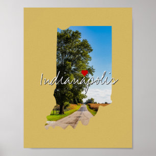 Indiana State Photo insert and town name Poster
