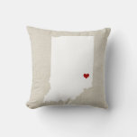 Indiana State Pillow Faux Linen Personalized at Zazzle