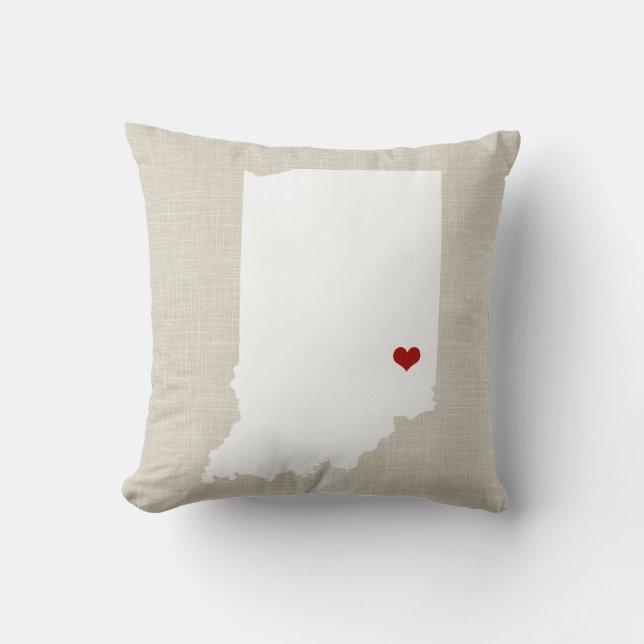 Indiana State Pillow Faux Linen Personalized (Front)