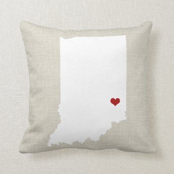 Indiana State Pillow Faux Linen Personalized by TossandThrow at Zazzle