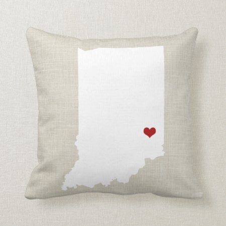 Indiana State Pillow Faux Linen Personalized