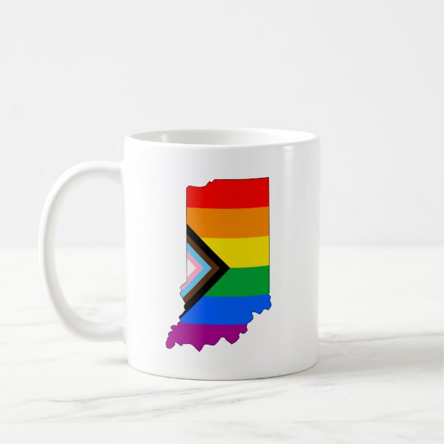 Indiana State Pride LGBTQ Progress Pride Coffee Mug (Left)