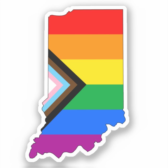 Indiana State Pride LGBTQ Progress Pride Sticker (Front)
