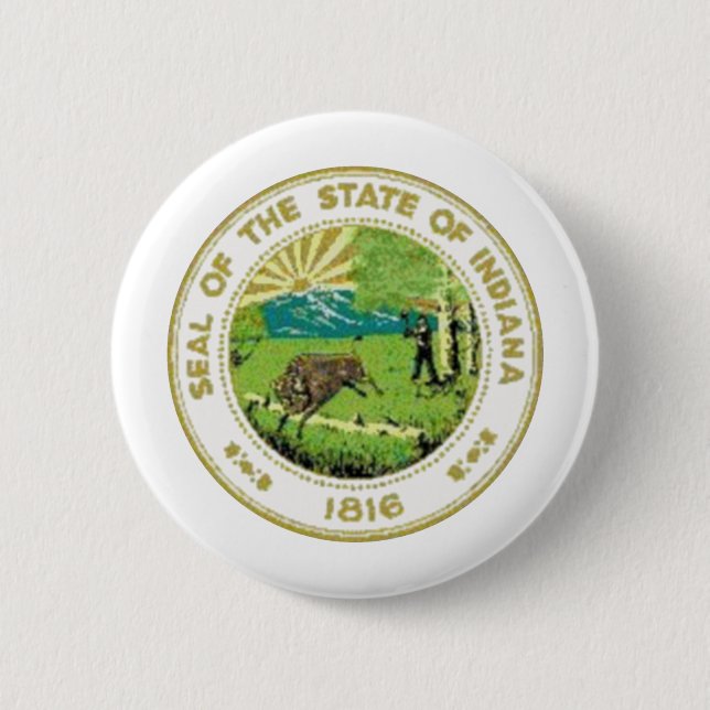 Indiana State Seal Pinback Button (Front)