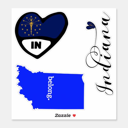 Indiana State Sheet of Die Cut Stickers